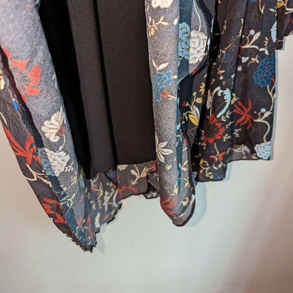 REVOLVE / A.L.C. Dark Floral Cynthia Silk Flowy High-Low Mini Dress Size 4 - Picture 8 of 14